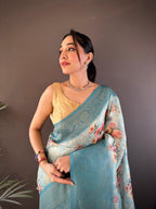 Sonakshi Women's Feroji Blend Silk Jacquard Woven Traditional Saree with Blouse | Grocsy