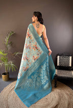 Sonakshi Women's Feroji Blend Silk Jacquard Woven Traditional Saree with Blouse | Grocsy
