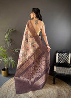 Sonakshi Women's Coffee Blend Silk Jacquard Woven Traditional Saree with Blouse | Grocsy