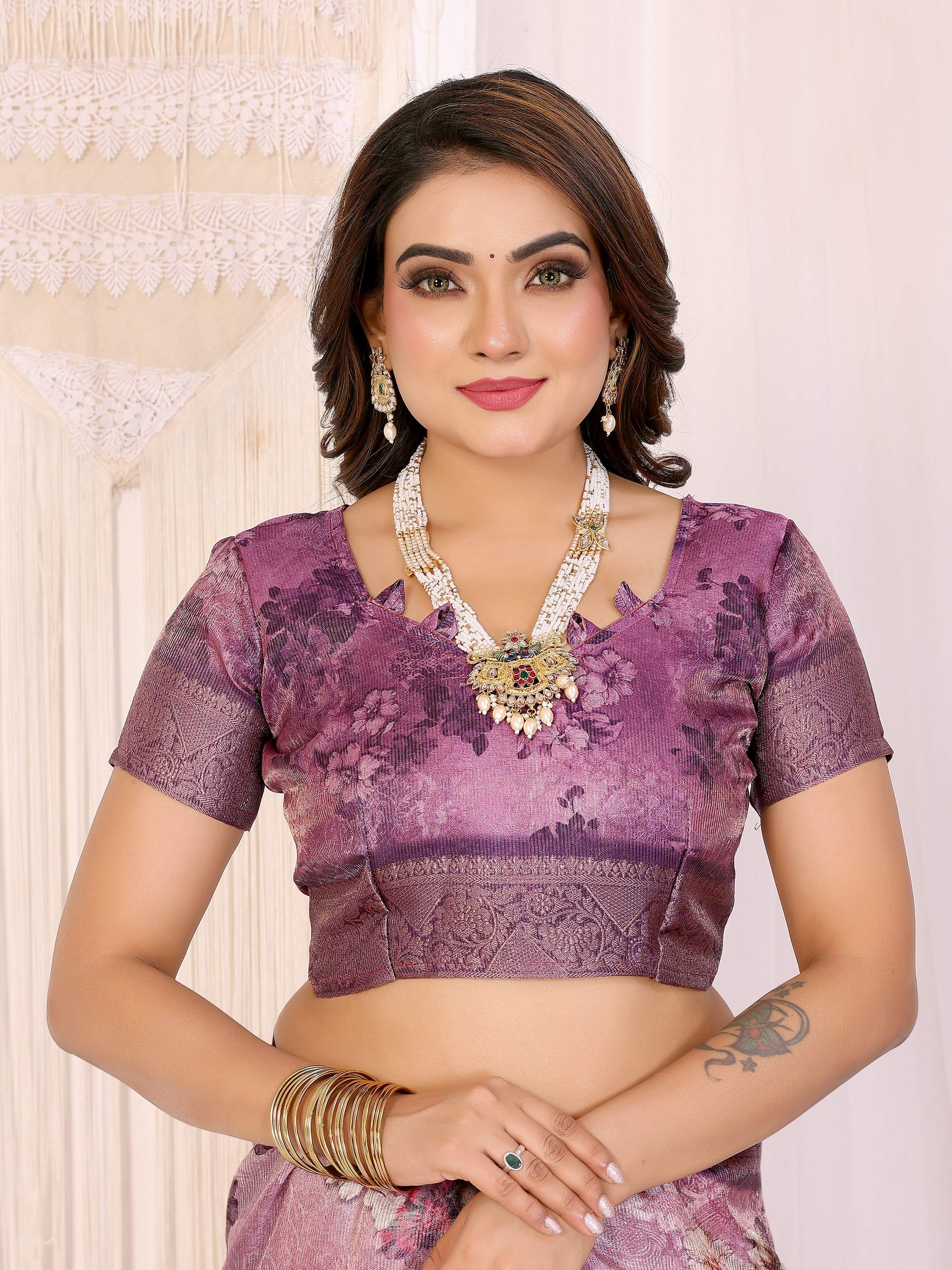 Sonakshi Women's Jamli Mulberry Silk With Digital Prints Saree with Blouse | Grocsy