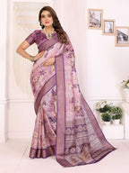 Sonakshi Women's Jamli Mulberry Silk With Digital Prints Saree with Blouse | Grocsy