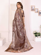 Sonakshi Women's Coffee Mulberry Silk With Digital Prints Saree with Blouse | Grocsy