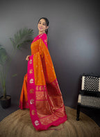 Sonakshi Women's Fenta Banarasi Silk Zari Weaving Saree with Blouse | Grocsy