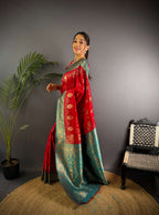 Sonakshi Women's Maharani Banarasi Silk Zari Weaving Saree with Blouse | Grocsy