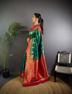 Sonakshi Women's Seagreen Banarasi Silk Zari Weaving Saree with Blouse | Grocsy