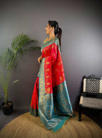 Sonakshi Women's Gajri Banarasi Silk Zari Weaving Saree with Blouse | Grocsy
