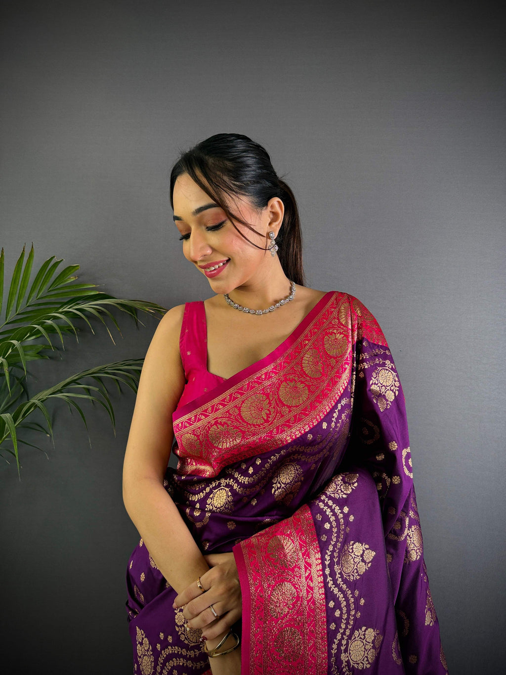 Sonakshi Women's Jamli Banarasi Silk Zari Weaving Saree with Blouse | Grocsy