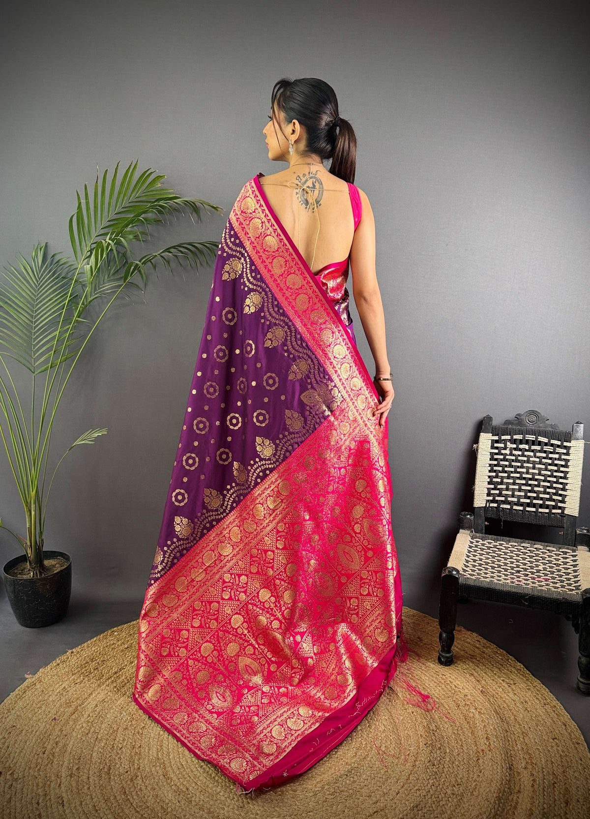 Sonakshi Women's Jamli Banarasi Silk Zari Weaving Saree with Blouse | Grocsy