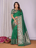 Sonakshi Women's Green Soft Silk Zari Weaving Saree with Blouse | Grocsy