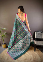 Sonakshi Women's Green Lichi Soft Silk Zari Weaving Saree with Blouse | Grocsy