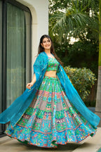 Sonakshi Women's Multicolor Silk Digital Printed Lehenga Choli Set | Grocsy