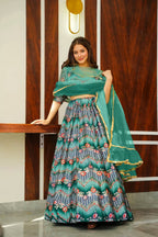 Sonakshi Women's Rama Silk Digital Printed Lehenga Choli Set | Grocsy