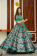 Sonakshi Women's Rama Silk Digital Printed Lehenga Choli Set | Grocsy