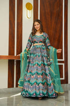 Sonakshi Women's Rama Silk Digital Printed Lehenga Choli Set | Grocsy