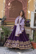 Sonakshi Women's Wine Star Georgette Embroidered Zari Sequence Work Anarkali Gown Set With Dupatta | Grocsy