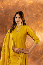 Sonakshi Women's Yellow Roman Silk Multi Embroidered Sequins With Hand Work Kurta Set With Dupatta | Grocsy