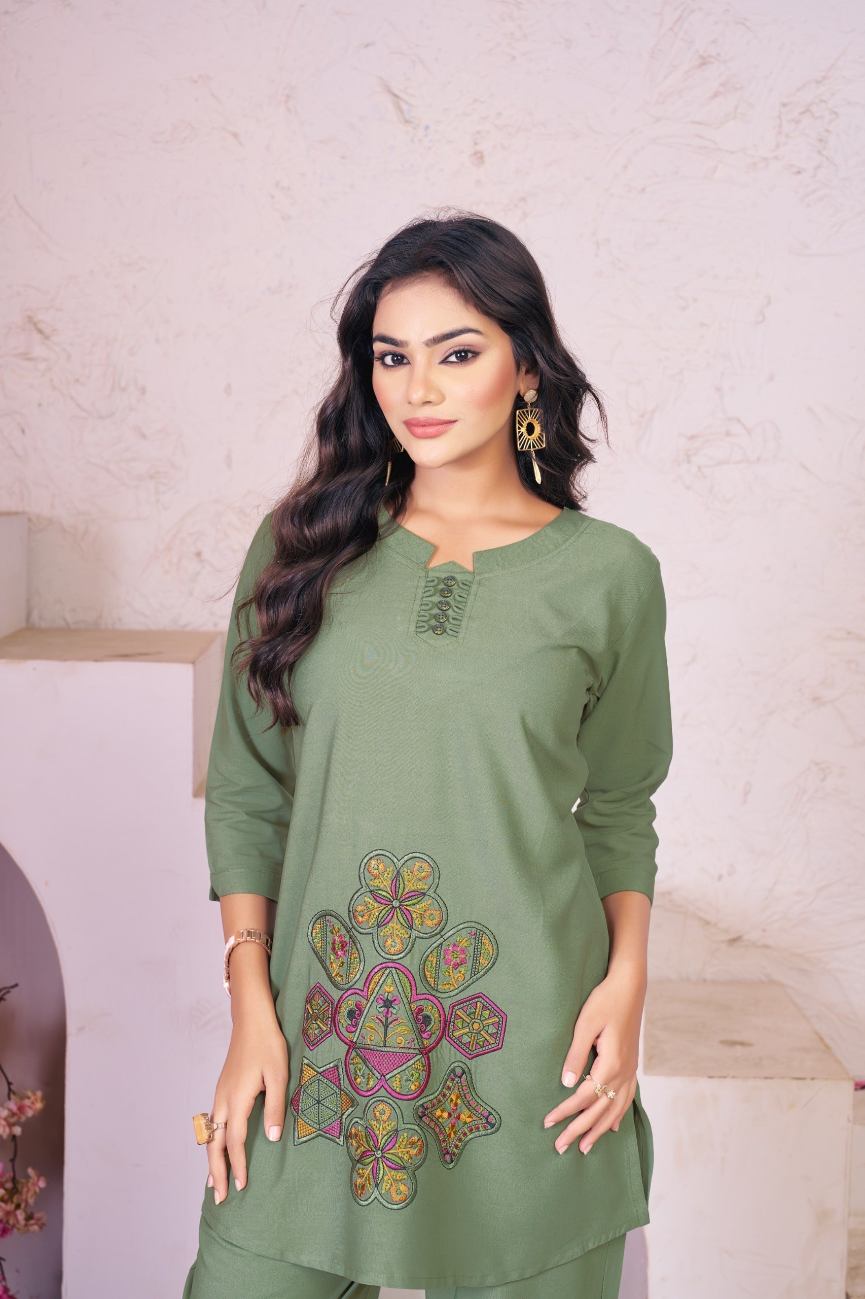 Sonakshi Women's Sea Green Rayon Embroidered Straight Top & Bottom Set | Grocsy