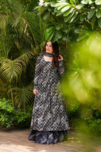 Sonakshi Women's Black Masleen With Heavy Digital Printed Anarkali Gown Set With Dupatta | Grocsy