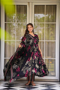 Sonakshi Women's Black Masleen With Heavy Digital Printed Anarkali Gown Set With Dupatta | Grocsy