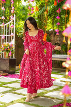 Sonakshi Women's Pink Masleen With Heavy Digital Printed Anarkali Gown Set With Dupatta | Grocsy