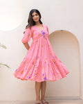 Sonakshi Women's Pink Kota Checks With Heavy Digital Printed Anarkali Gown Set | Grocsy
