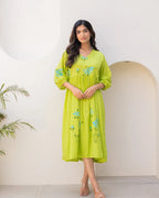 Sonakshi Women's Parrot Kota Checks With Heavy Digital Printed Anarkali Gown Set | Grocsy