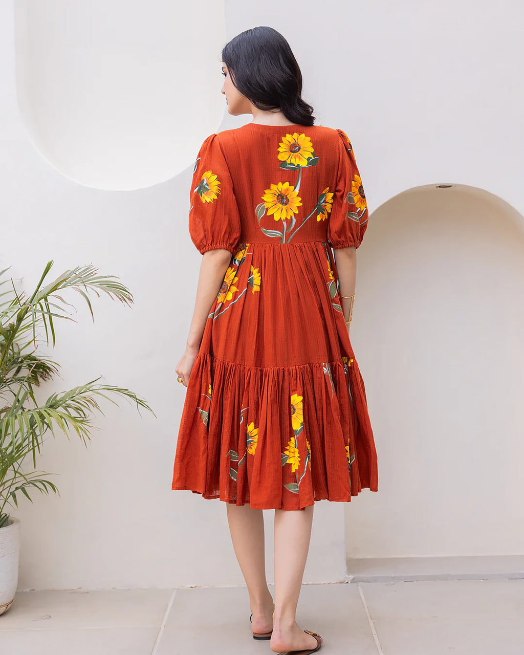 Sonakshi Women's Rust Kota Checks With Heavy Digital Printed Anarkali Gown Set | Grocsy