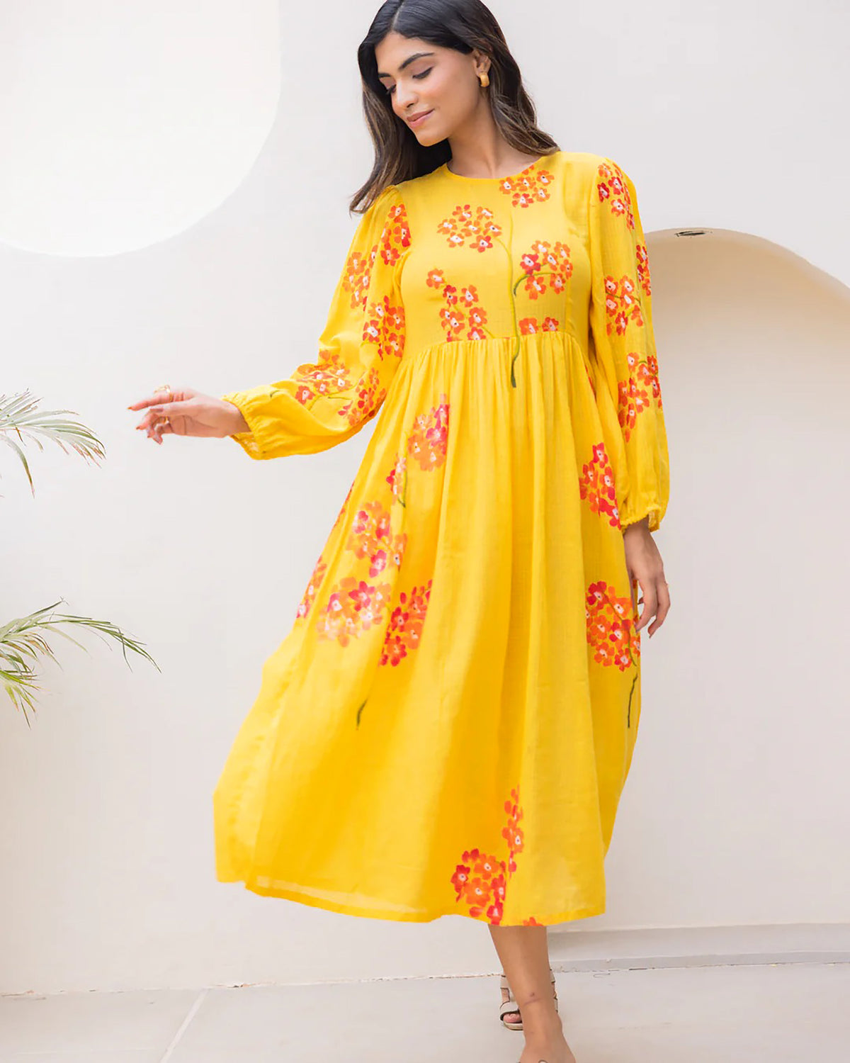Sonakshi Women's Yellow Kota Checks With Heavy Digital Printed Anarkali Gown Set | Grocsy