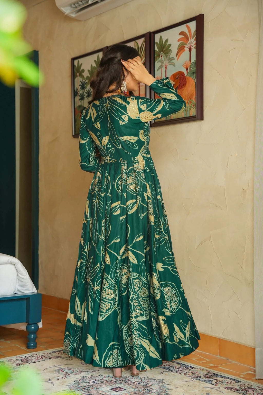 Sonakshi Women's Rama Heavy Rayon With Heavy Digital Printed Anarkali Gown Set With | Grocsy