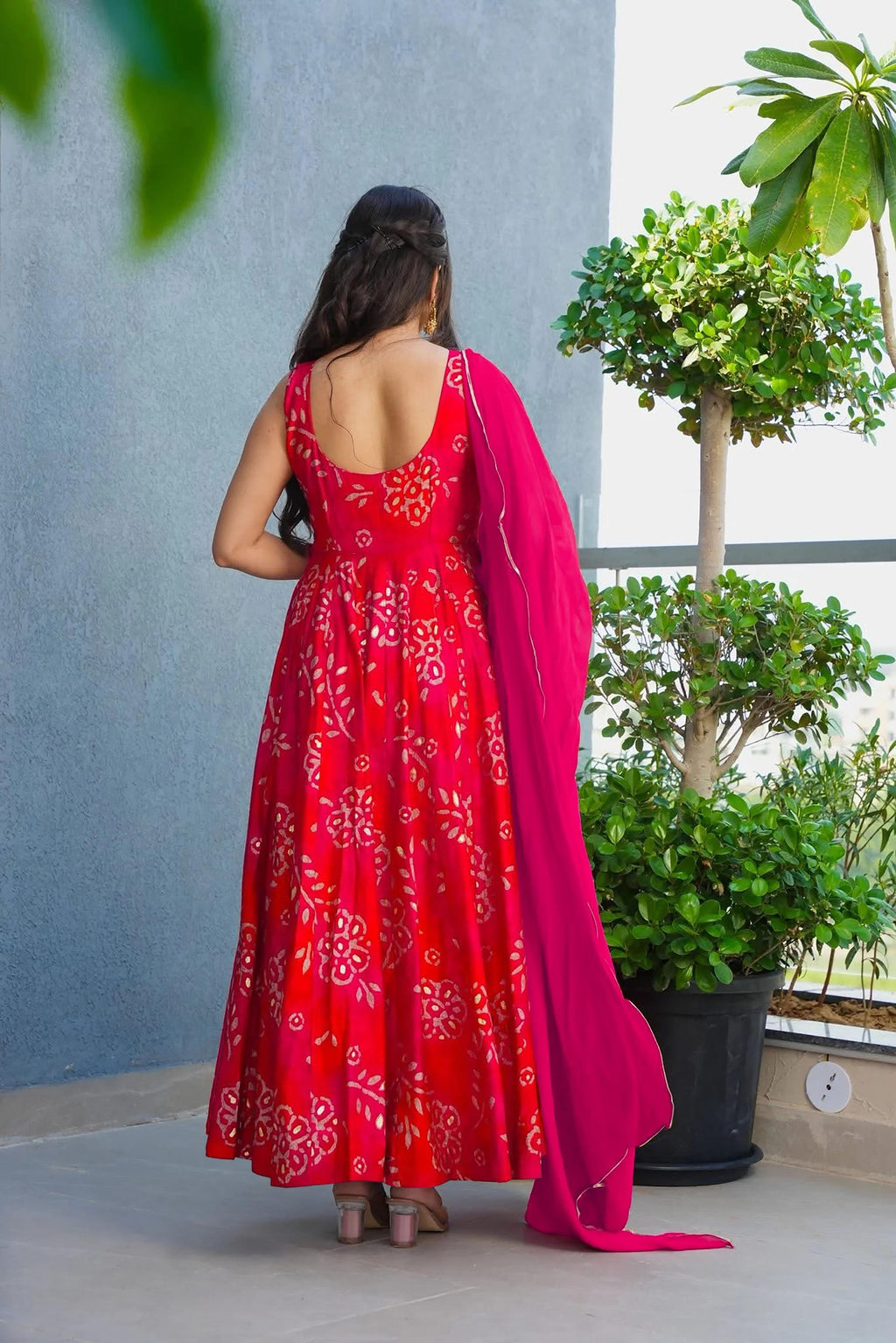 Sonakshi Women's Pink Heavy Rayon With Heavy Digital Printed Anarkali Gown Set With Dupatta | Grocsy