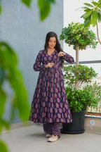 Sonakshi Women's Blue Heavy Rayon With Heavy Digital Printed Anarkali Gown Set | Grocsy