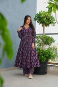 Sonakshi Women's Blue Heavy Rayon With Heavy Digital Printed Anarkali Gown Set | Grocsy