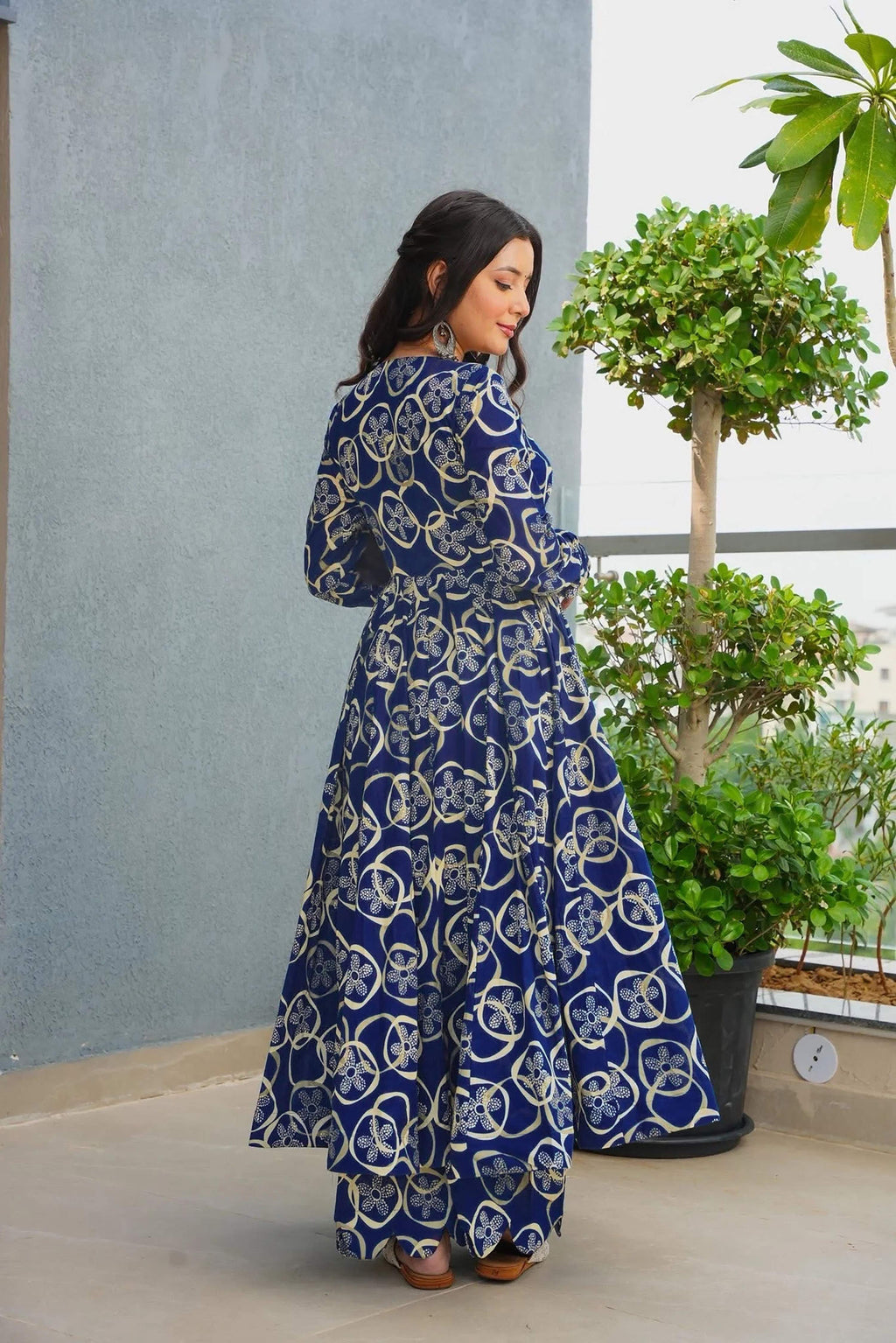 Sonakshi Women's Blue Heavy Rayon With Heavy Digital Printed Anarkali Gown Set | Grocsy