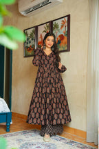 Sonakshi Women's Black Heavy Rayon With Heavy Digital Printed Anarkali Gown Set | Grocsy