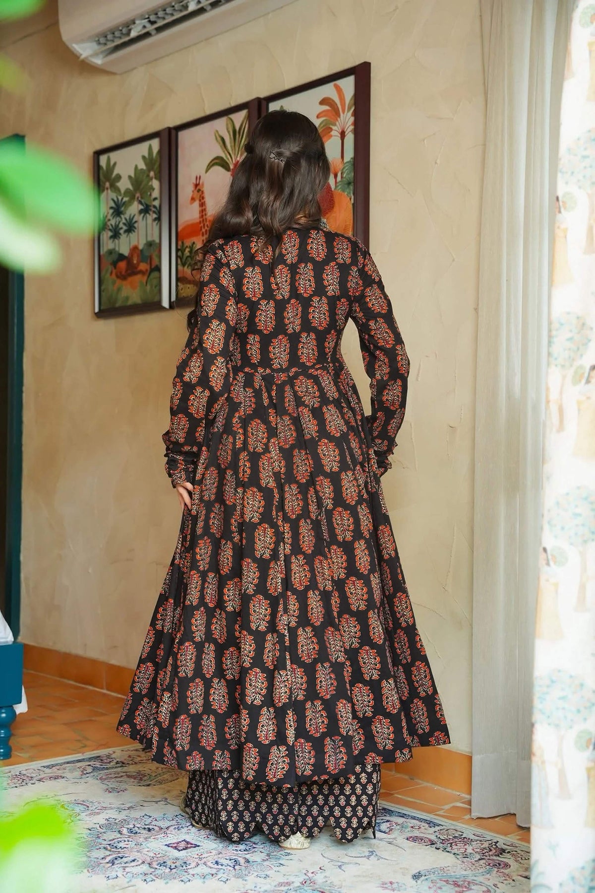 Sonakshi Women's Black Heavy Rayon With Heavy Digital Printed Anarkali Gown Set | Grocsy