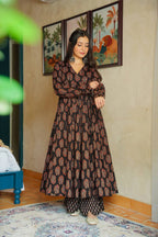 Sonakshi Women's Black Heavy Rayon With Heavy Digital Printed Anarkali Gown Set | Grocsy