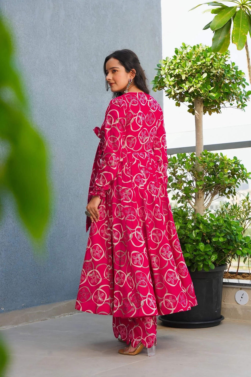 Sonakshi Women's Pink Heavy Rayon With Heavy Digital Printed Anarkali Gown Set | Grocsy