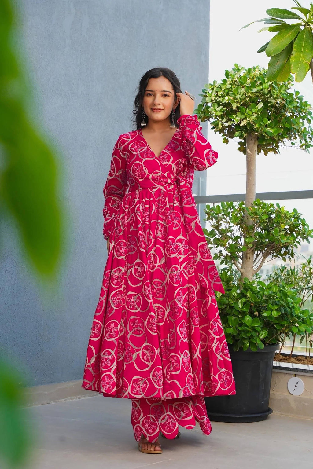 Sonakshi Women's Pink Heavy Rayon With Heavy Digital Printed Anarkali Gown Set | Grocsy