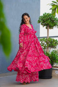 Sonakshi Women's Pink Heavy Rayon With Heavy Digital Printed Anarkali Gown Set | Grocsy