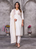 Sonakshi Women's White Roman Silk Multi Embroidered Sequins With Hand Work Kurta Set with Dupatta | Grocsy