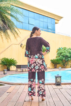 Sonakshi Women's Coffee Cotton Printed Straight Top & Bottom Set | Grocsy