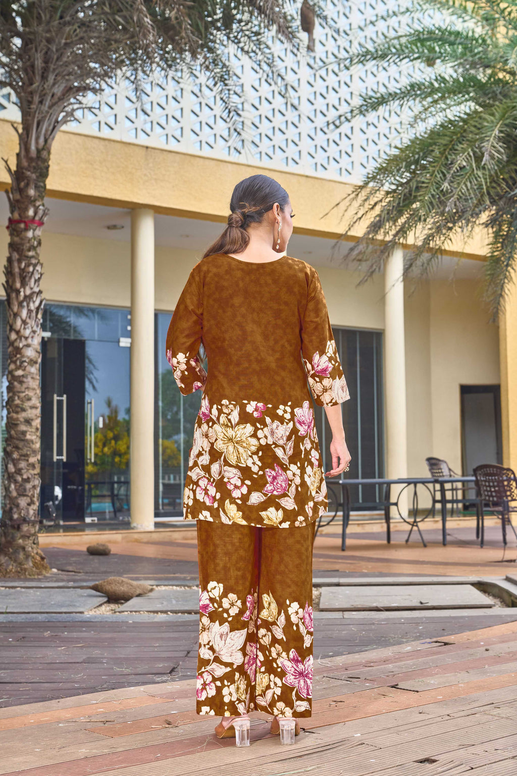 Sonakshi Women's Mustard Cotton Printed Straight Top & Bottom Set | Grocsy