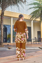 Sonakshi Women's Mustard Cotton Printed Straight Top & Bottom Set | Grocsy