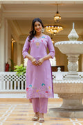 Sonakshi Women's Lavender Viscose Gadhwal Embroidered Beads Kurta Set with Dupatta | Grocsy