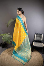 Sonakshi Women'S Yellow Premium Soft Silk Zari Woven Traditional Saree With Blouse | Grocsy