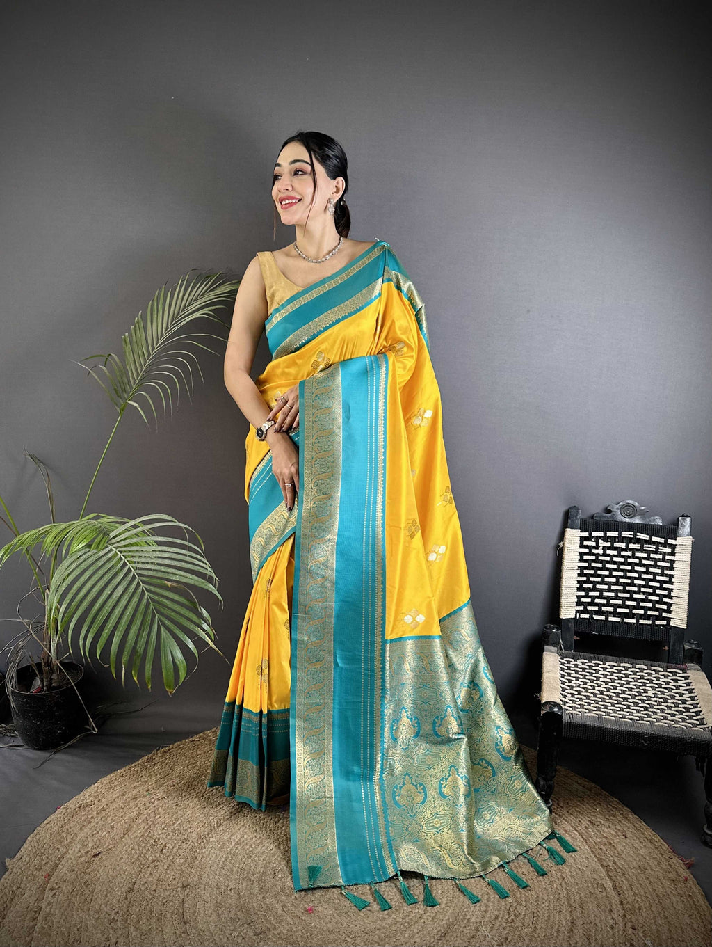 Sonakshi Women'S Yellow Premium Soft Silk Zari Woven Traditional Saree With Blouse | Grocsy