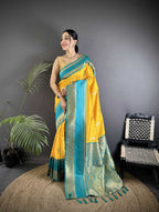 Sonakshi Women'S Yellow Premium Soft Silk Zari Woven Traditional Saree With Blouse | Grocsy