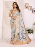 Sonakshi Women'S Offwhite Premium Tissue Silk Copper-Gold Border Traditional Saree With Blouse | Grocsy