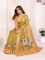 Sonakshi Women'S Gold Premium Tissue Silk Copper-Gold Border Traditional Saree With Blouse | Grocsy
