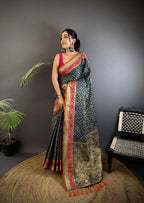 Sonakshi Women'S Black Banarasi Soft Patola Silk With Meena & Zari Weaving Traditional Saree With Blouse | Grocsy